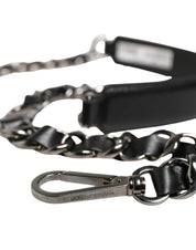 Black Leather Silver Chain Bag Accessory Shoulder Strap