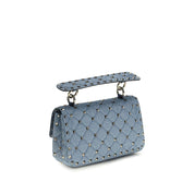 Blue Viscose Shoulder Bag