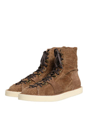 Brown Corduroy High Top Oxford Boots