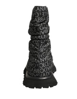 Black Logo Print Lace Up Snow Boots Shoes