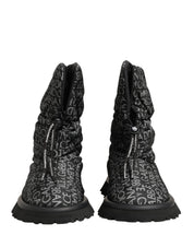 Black Logo Print Lace Up Snow Boots Shoes