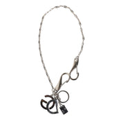 Silver Tone DG Logo Keychain Key Holder Bag Charm Keyring