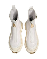 White Leather Rubber Logo Ankle Boots Shoes