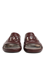 Maroon Leather Cutout DG Logo Sandals Shoes