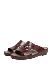 Maroon Leather Cutout DG Logo Sandals Shoes