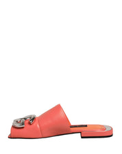 Dolce & Gabbana Orange DG Logo Leather Flats Sandals Shoes Dolce & Gabbana