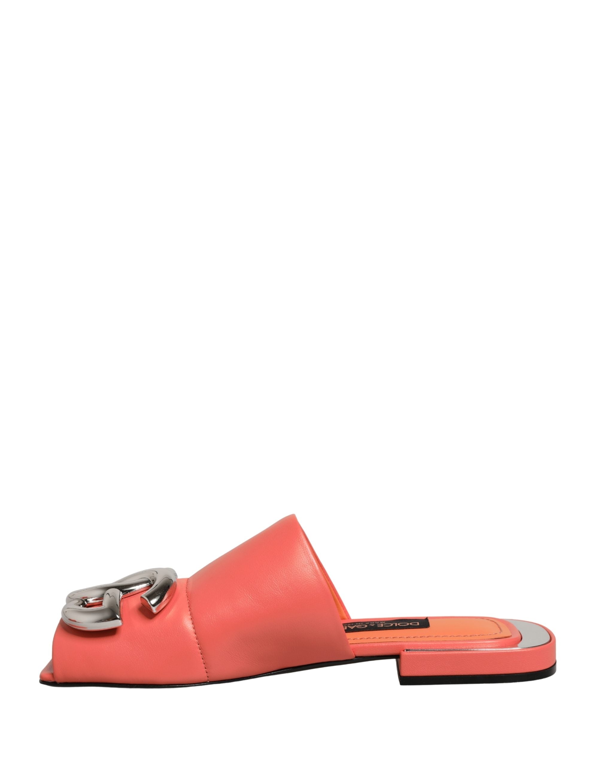 Dolce & Gabbana Orange DG Logo Leather Flats Sandals Shoes Dolce & Gabbana