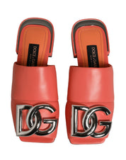 Dolce & Gabbana Orange DG Logo Leather Flats Sandals Shoes Dolce & Gabbana