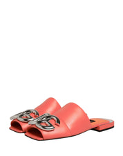 Dolce & Gabbana Orange DG Logo Leather Flats Sandals Shoes Dolce & Gabbana
