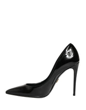 Black Calf Leather Stiletto Heels Pumps Shoes