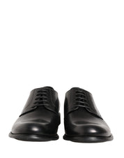 Black Calfskin Leather Derby Men Dress Shoes