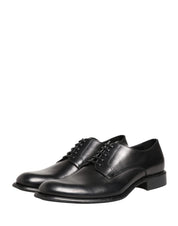 Dolce & Gabbana Black Calfskin Leather Derby Men Dress Shoes Dolce & Gabbana