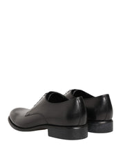 Dolce & Gabbana Black Calfskin Leather Derby Men Dress Shoes Dolce & Gabbana
