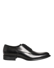 Dolce & Gabbana Black Calfskin Leather Derby Men Dress Shoes Dolce & Gabbana