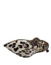 Dolce & Gabbana Gold Leopard Sequin Sock Ankle Boots Shoes Dolce & Gabbana