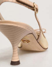 Beige Lori Mesh Leather Slingback Sandals Shoes