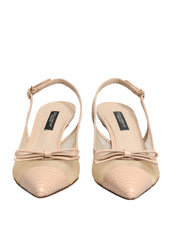Beige Lori Mesh Leather Slingback Sandals Shoes