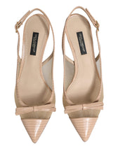 Beige Lori Mesh Leather Slingback Sandals Shoes