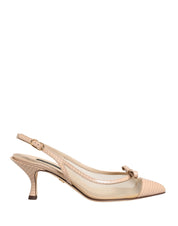 Beige Lori Mesh Leather Slingback Sandals Shoes