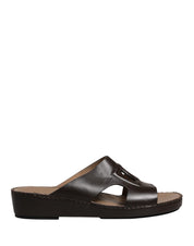 Brown Leather Cutout DG Logo Sandals Shoes