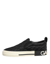 Dolce & Gabbana Black Quilted Slip On Low Top Sneakers Shoes Dolce & Gabbana