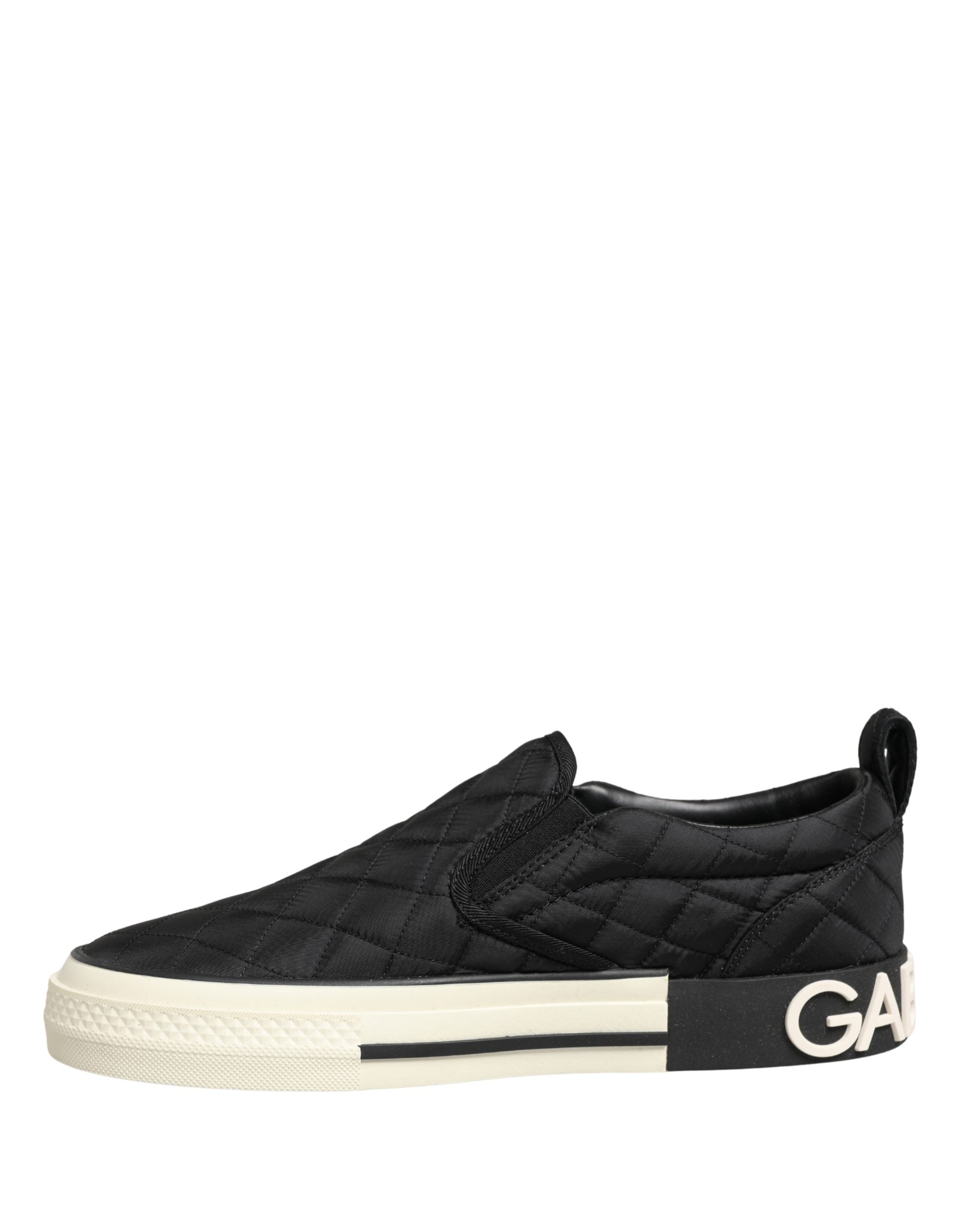 Dolce & Gabbana Black Quilted Slip On Low Top Sneakers Shoes Dolce & Gabbana