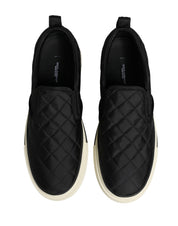 Dolce & Gabbana Black Quilted Slip On Low Top Sneakers Shoes Dolce & Gabbana
