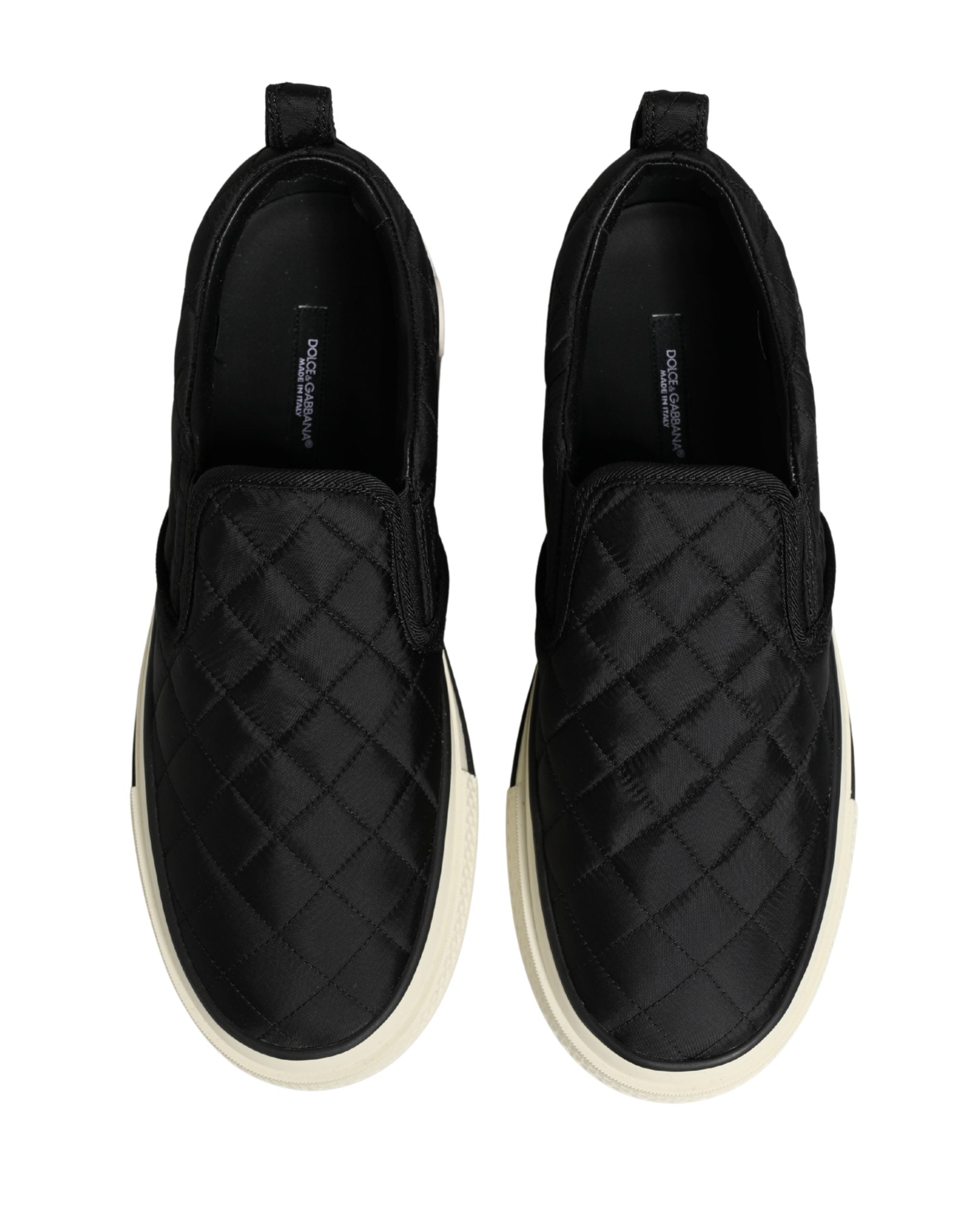 Dolce & Gabbana Black Quilted Slip On Low Top Sneakers Shoes Dolce & Gabbana