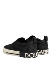 Dolce & Gabbana Black Quilted Slip On Low Top Sneakers Shoes Dolce & Gabbana