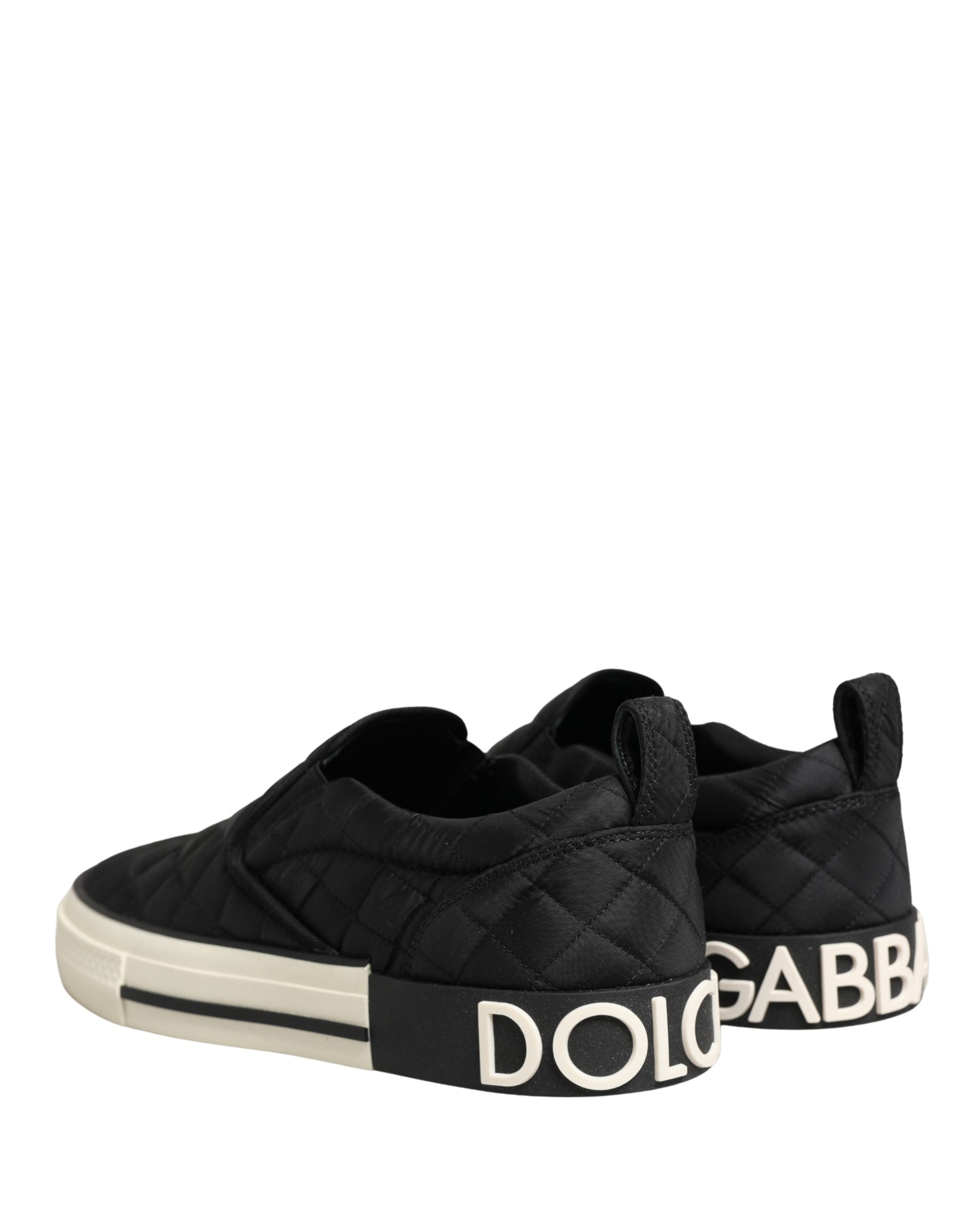 Dolce & Gabbana Black Quilted Slip On Low Top Sneakers Shoes Dolce & Gabbana