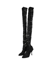 Dolce & Gabbana Black Taormina Lace Socks Boots Pumps Shoes Dolce & Gabbana