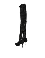 Dolce & Gabbana Black Taormina Lace Socks Boots Pumps Shoes Dolce & Gabbana
