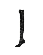 Dolce & Gabbana Black Taormina Lace Socks Boots Pumps Shoes Dolce & Gabbana