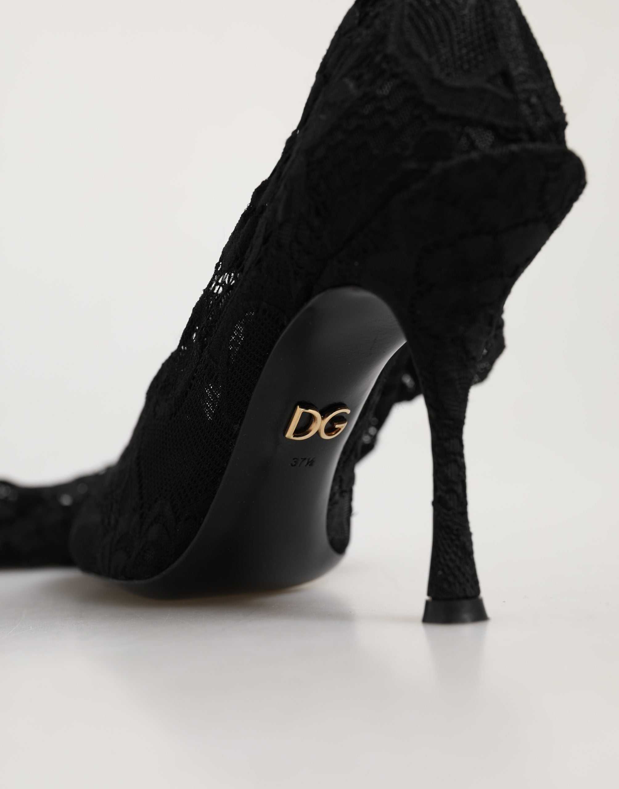 Dolce & Gabbana Black Taormina Lace Socks Boots Pumps Shoes Dolce & Gabbana
