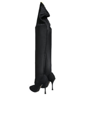 Dolce & Gabbana Black Stretch Socks Knee High Boots Shoes