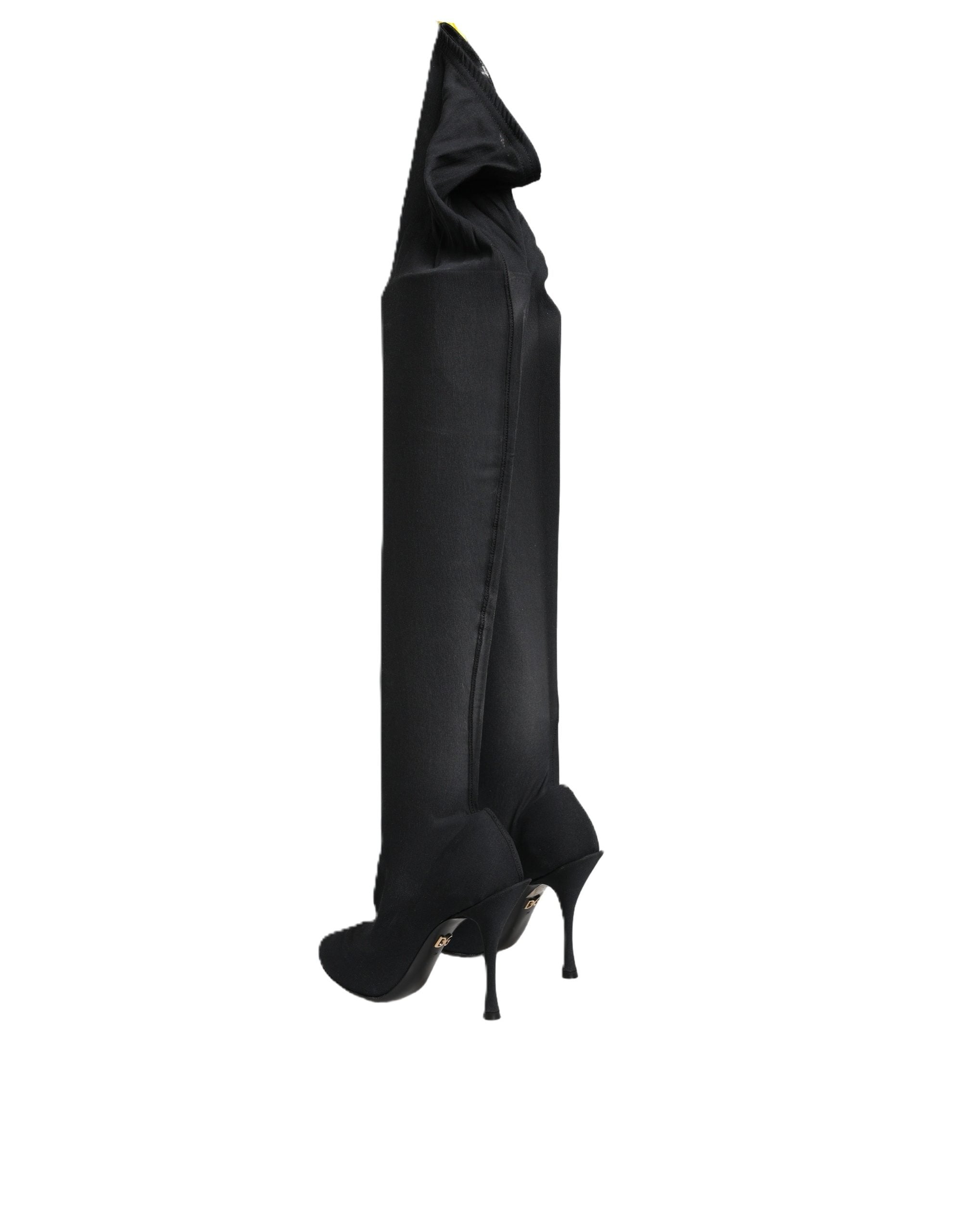 Dolce & Gabbana Black Stretch Socks Knee High Boots Shoes