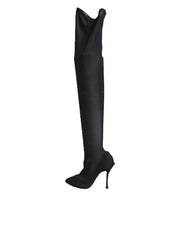 Dolce & Gabbana Black Stretch Socks Knee High Boots Shoes