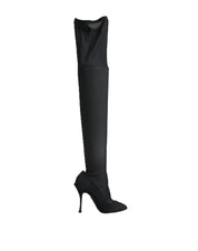 Dolce & Gabbana Black Stretch Socks Knee High Boots Shoes