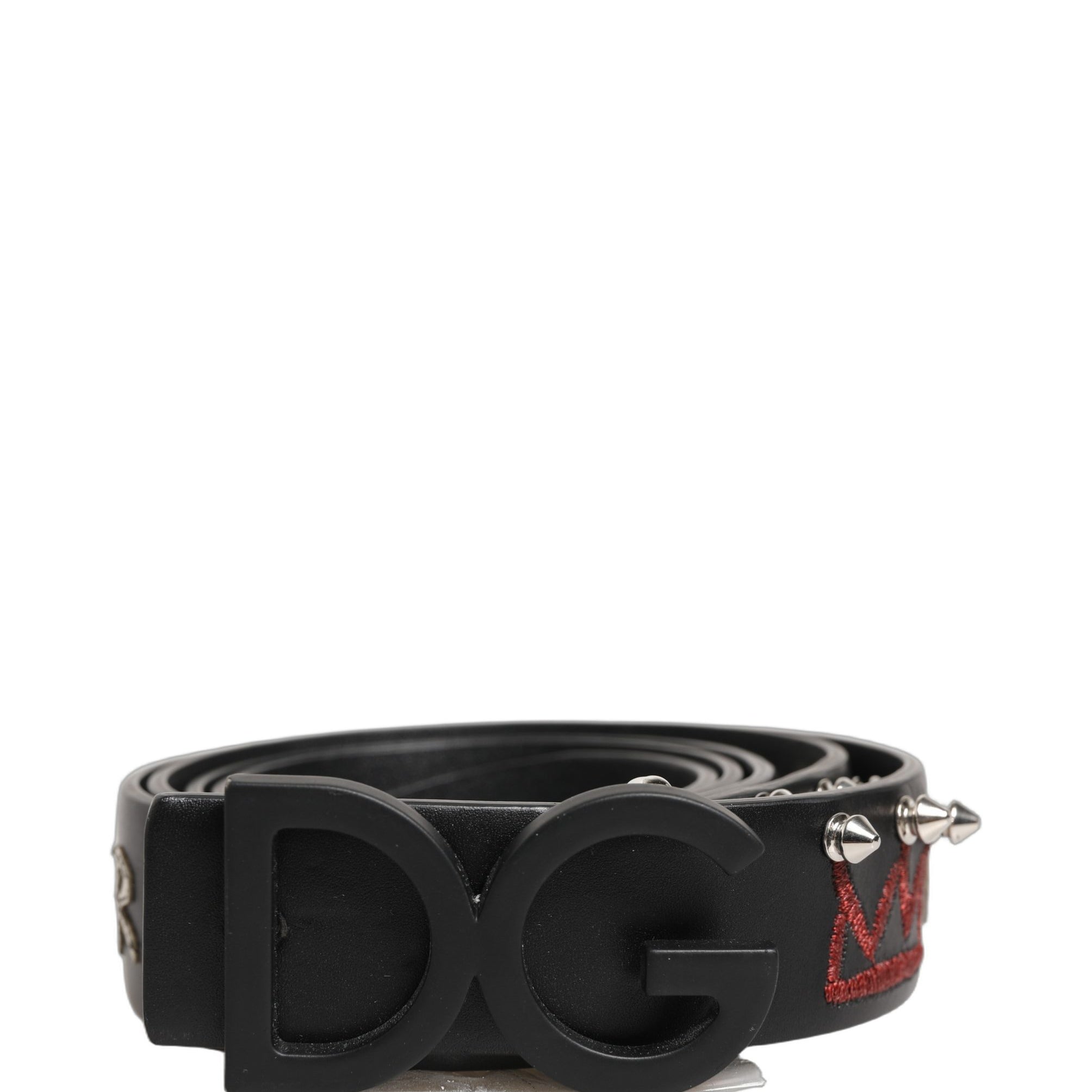 Dolce & Gabbana Black Leather Prince Crown Logo Buckle Belt Dolce & Gabbana