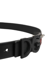 Dolce & Gabbana Black Leather Prince Crown Logo Buckle Belt Dolce & Gabbana