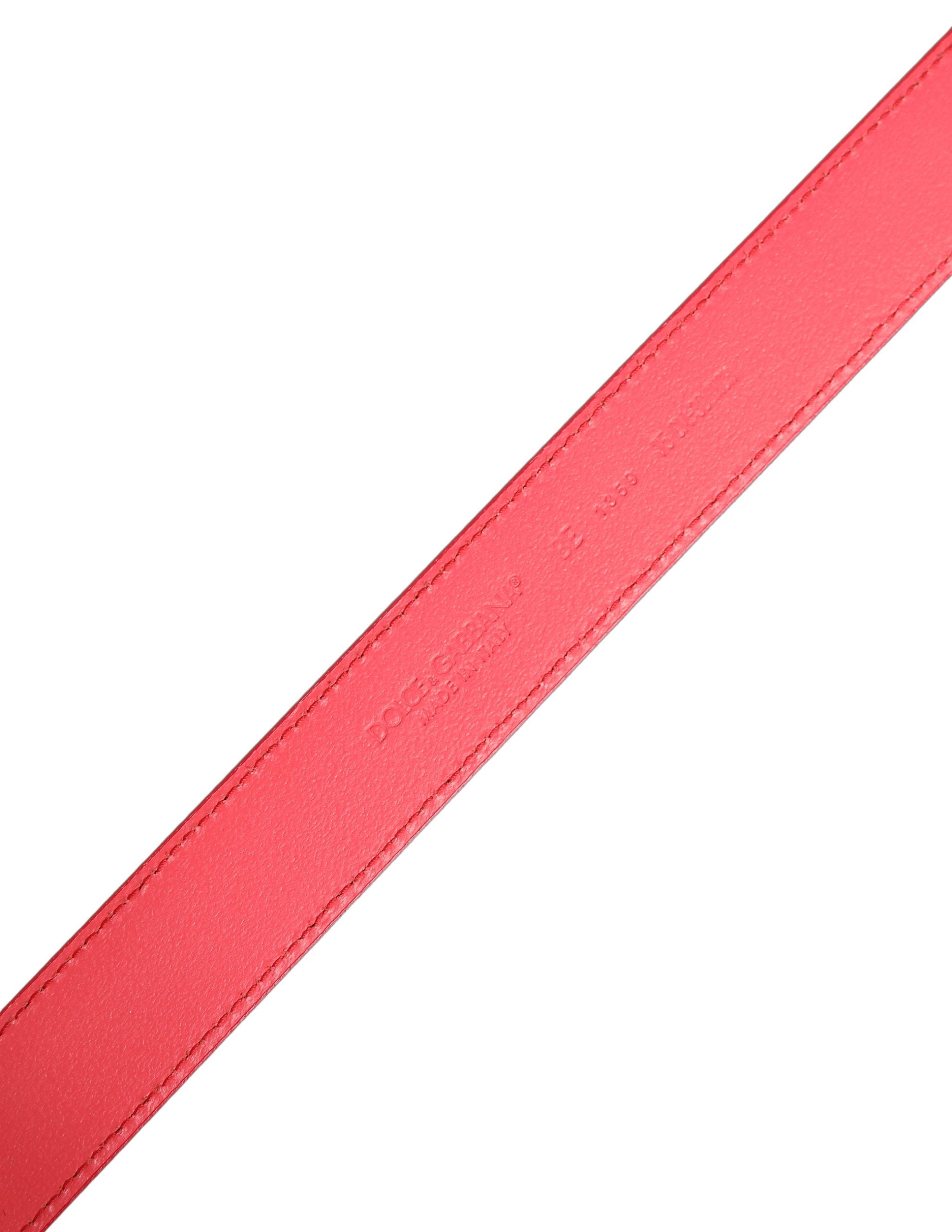 Dolce & Gabbana Pink Lambskin Leather Silver Metal Buckle Belt Dolce & Gabbana