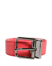 Dolce & Gabbana Pink Lambskin Leather Silver Metal Buckle Belt Dolce & Gabbana