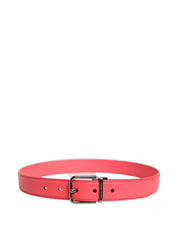 Dolce & Gabbana Pink Lambskin Leather Silver Metal Buckle Belt Dolce & Gabbana