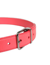 Dolce & Gabbana Pink Lambskin Leather Silver Metal Buckle Belt Dolce & Gabbana