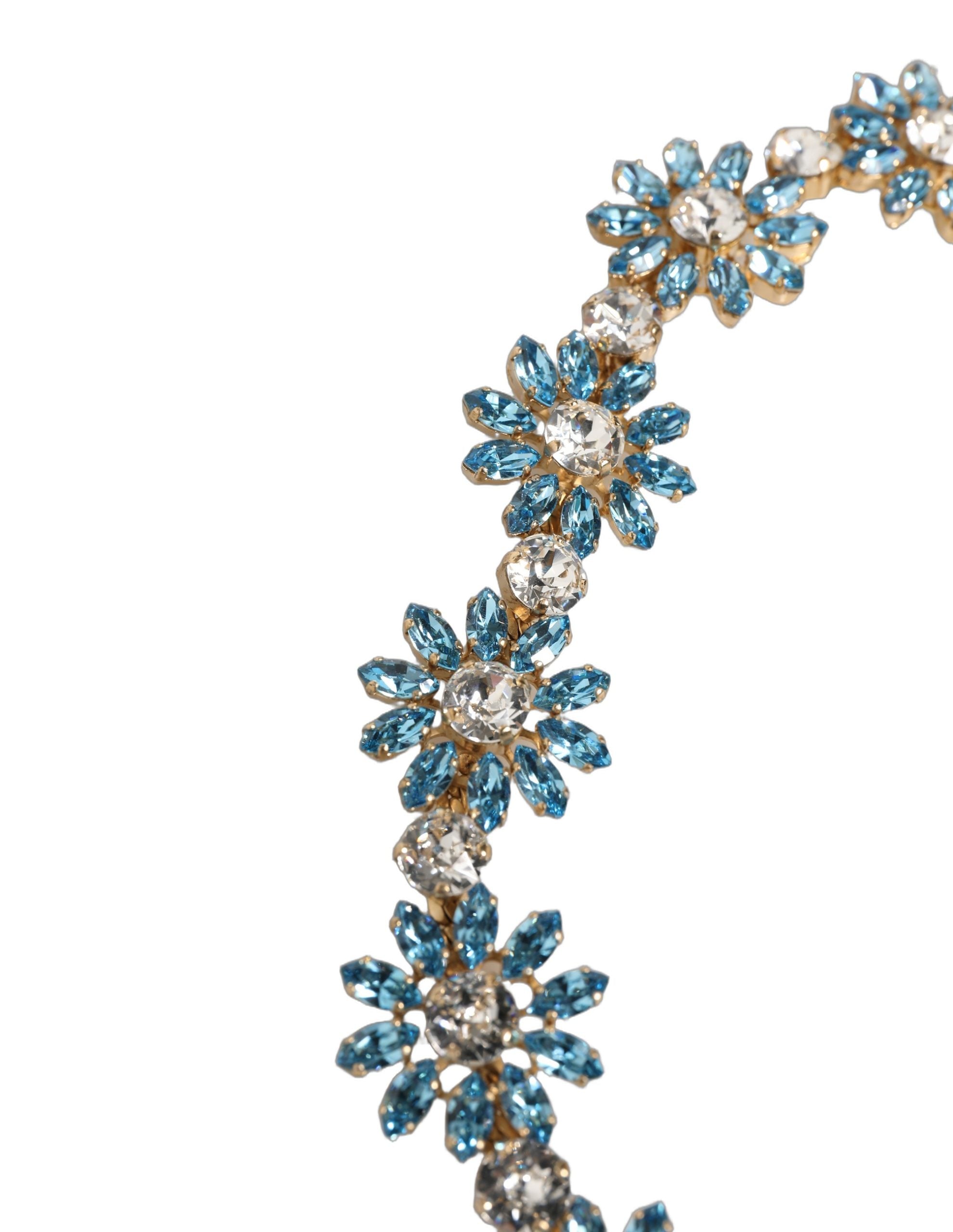 Dolce & Gabbana Green Leather Daisy Crystal Embellished Waist Belt Dolce & Gabbana
