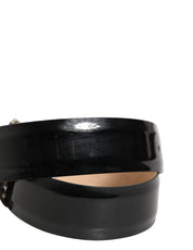 Dolce & Gabbana Black Leather Crystal Metal Buckle Belt Dolce & Gabbana