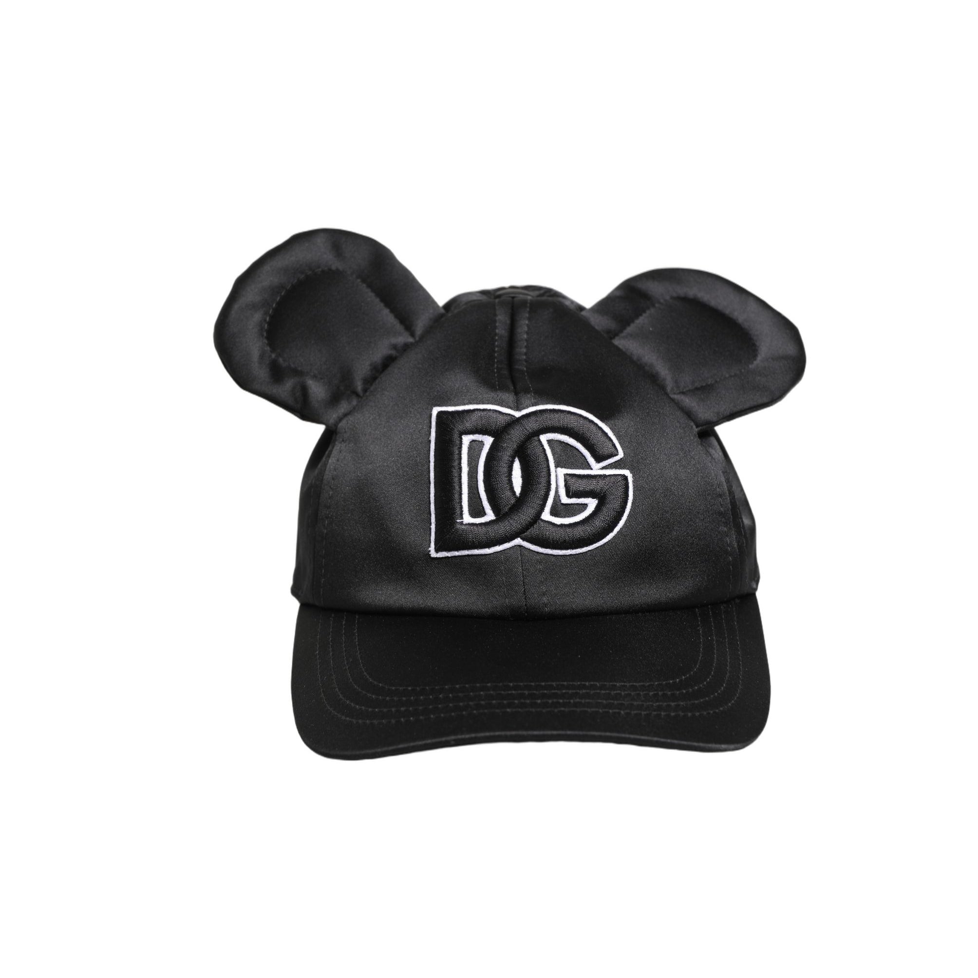 Dolce & Gabbana Men Black Velvet Animal Ears Baseball Cap Hat Dolce & Gabbana
