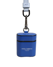 Case Blue Calf Leather Logo Flip Holder Strap Airpods