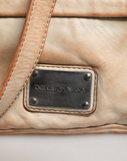 Dolce & Gabbana Beige Vintage Leather Logo Plaque Shoulder Borse Men Bag Dolce & Gabbana