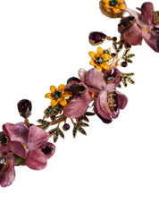 Gold Brass Mix Fiori Flowers Crystal Chain Necklace